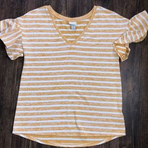 Striped tee with ruffle sleeved